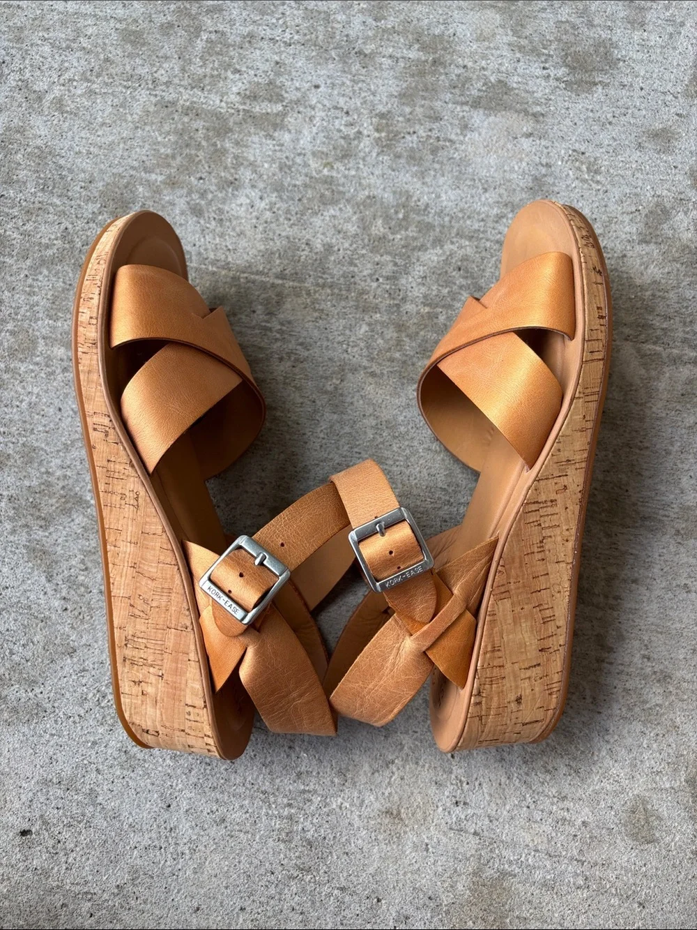 Kork-Ease Myrna 2.0 Golden Sand Leather Cork Wedge Sandals